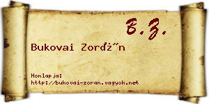 Bukovai Zorán névjegykártya